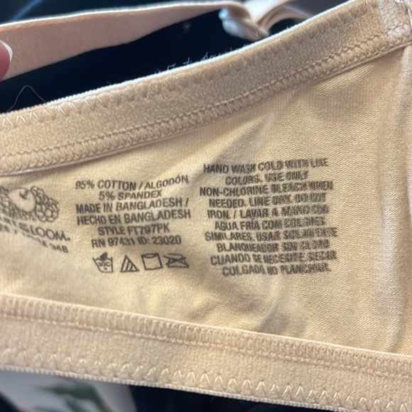 Fruit of the Loom 2 Pack Bra 34 Black Beige Padded Comfort Lounge Everyday Fit - Picture 7 of 7